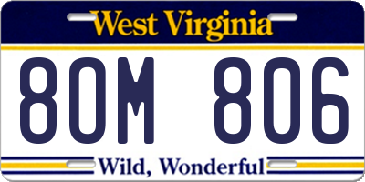 WV license plate 8OM806
