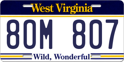 WV license plate 8OM807