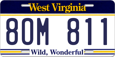 WV license plate 8OM811