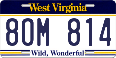 WV license plate 8OM814