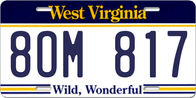 WV license plate 8OM817