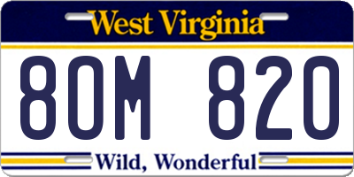 WV license plate 8OM820