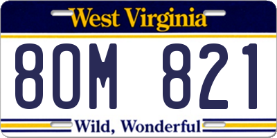 WV license plate 8OM821