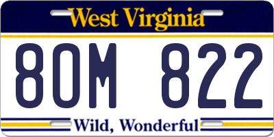 WV license plate 8OM822