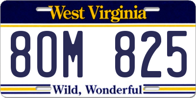 WV license plate 8OM825
