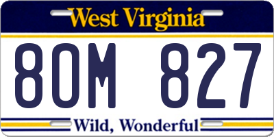 WV license plate 8OM827