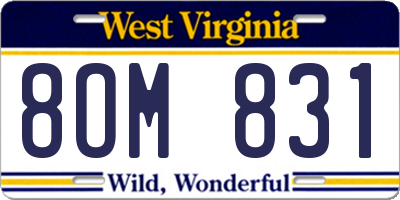 WV license plate 8OM831