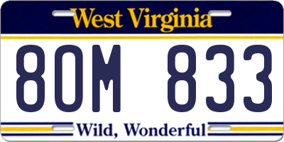 WV license plate 8OM833