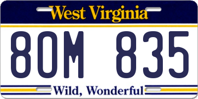 WV license plate 8OM835