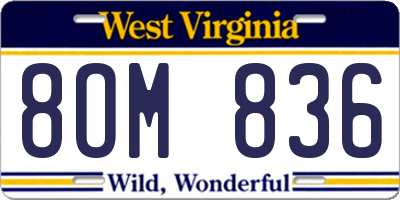 WV license plate 8OM836