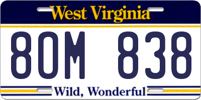 WV license plate 8OM838