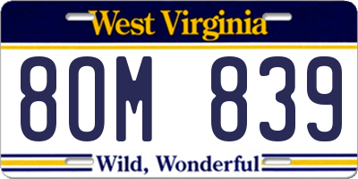 WV license plate 8OM839