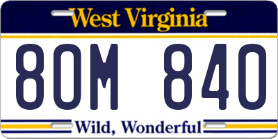 WV license plate 8OM840