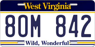 WV license plate 8OM842