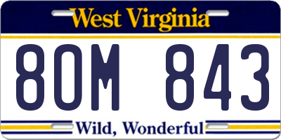 WV license plate 8OM843