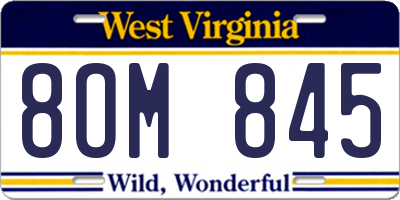 WV license plate 8OM845