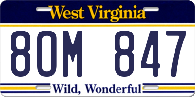 WV license plate 8OM847
