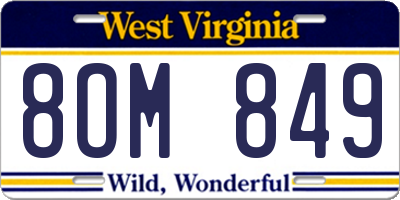 WV license plate 8OM849