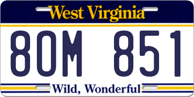 WV license plate 8OM851