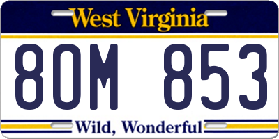 WV license plate 8OM853