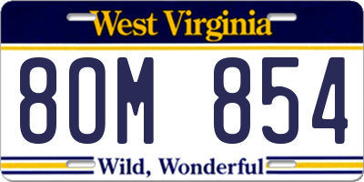 WV license plate 8OM854