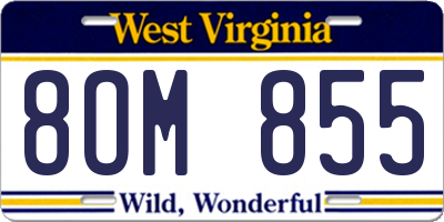 WV license plate 8OM855