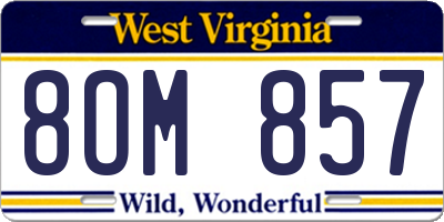 WV license plate 8OM857