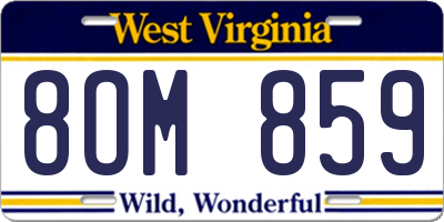 WV license plate 8OM859