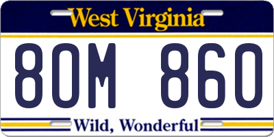 WV license plate 8OM860