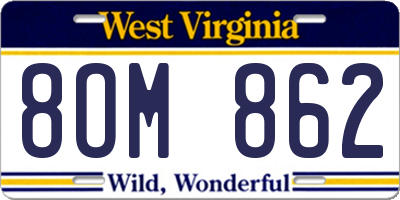 WV license plate 8OM862