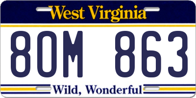 WV license plate 8OM863