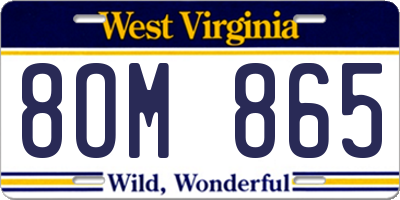 WV license plate 8OM865