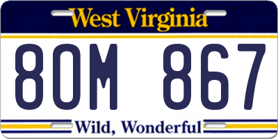WV license plate 8OM867