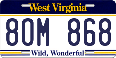 WV license plate 8OM868