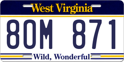 WV license plate 8OM871