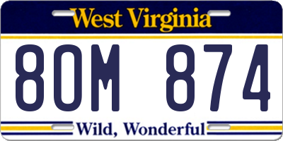 WV license plate 8OM874