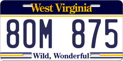 WV license plate 8OM875