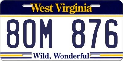 WV license plate 8OM876