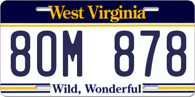 WV license plate 8OM878
