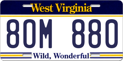WV license plate 8OM880