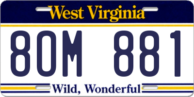 WV license plate 8OM881