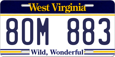 WV license plate 8OM883
