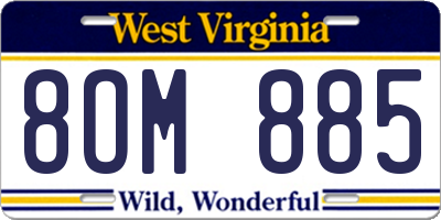 WV license plate 8OM885