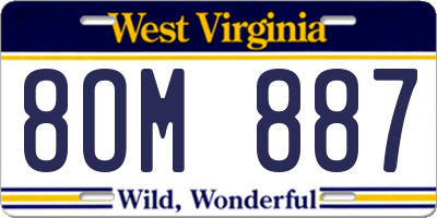 WV license plate 8OM887