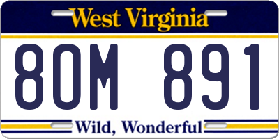 WV license plate 8OM891