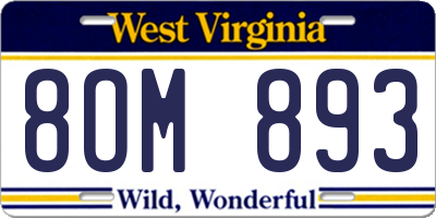 WV license plate 8OM893