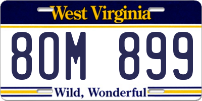 WV license plate 8OM899