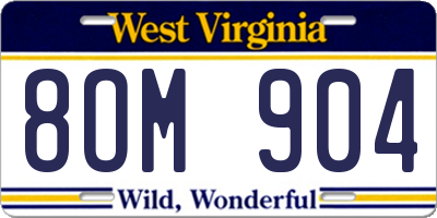 WV license plate 8OM904