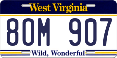 WV license plate 8OM907