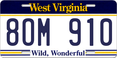WV license plate 8OM910